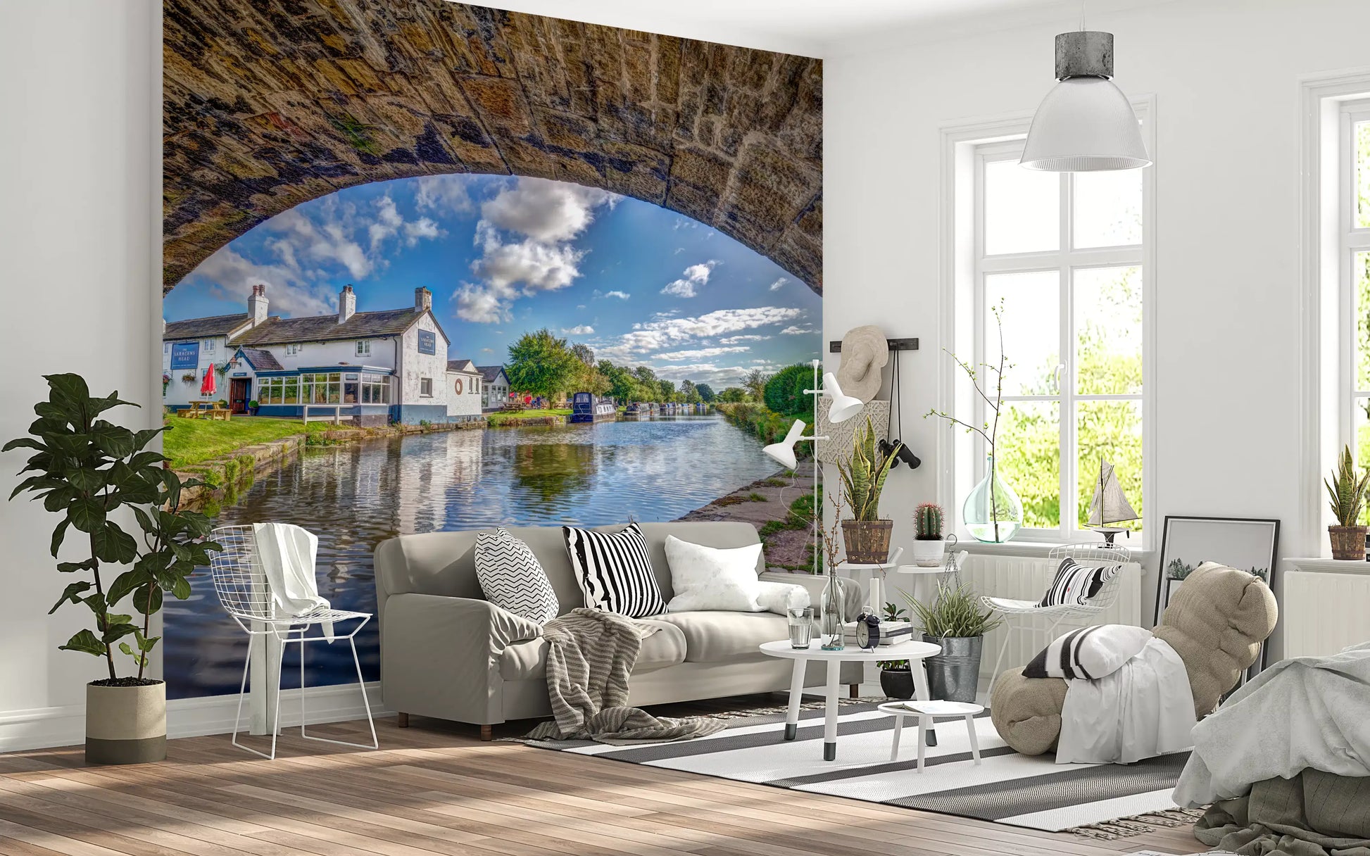 Stone Archway Waterside View Wall Mural