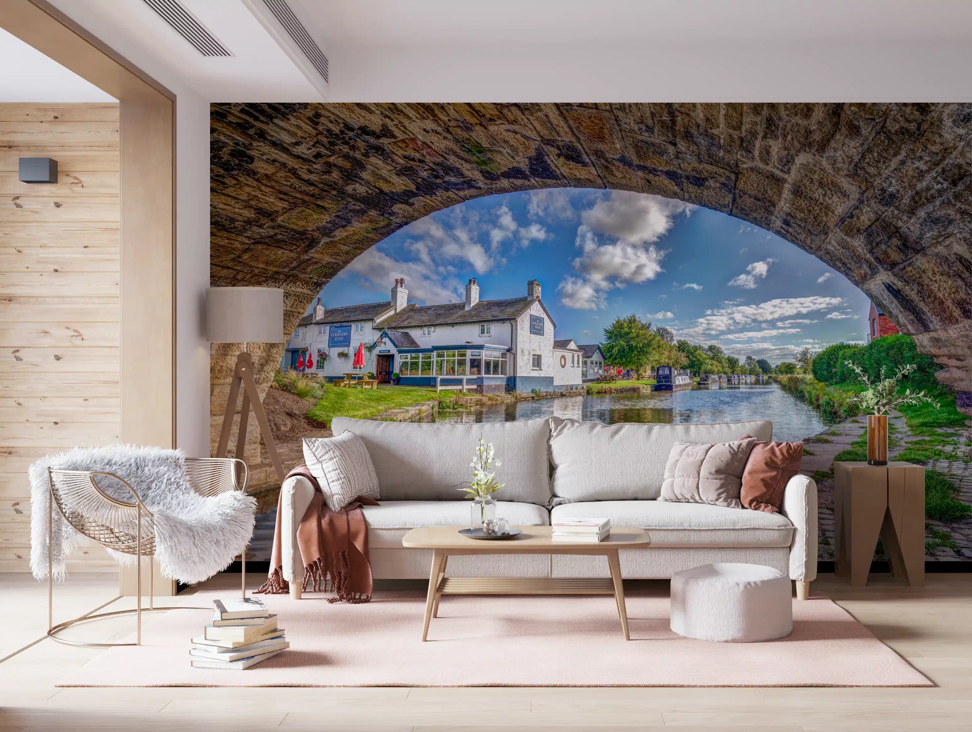 Stone Archway Waterside View Wall Mural