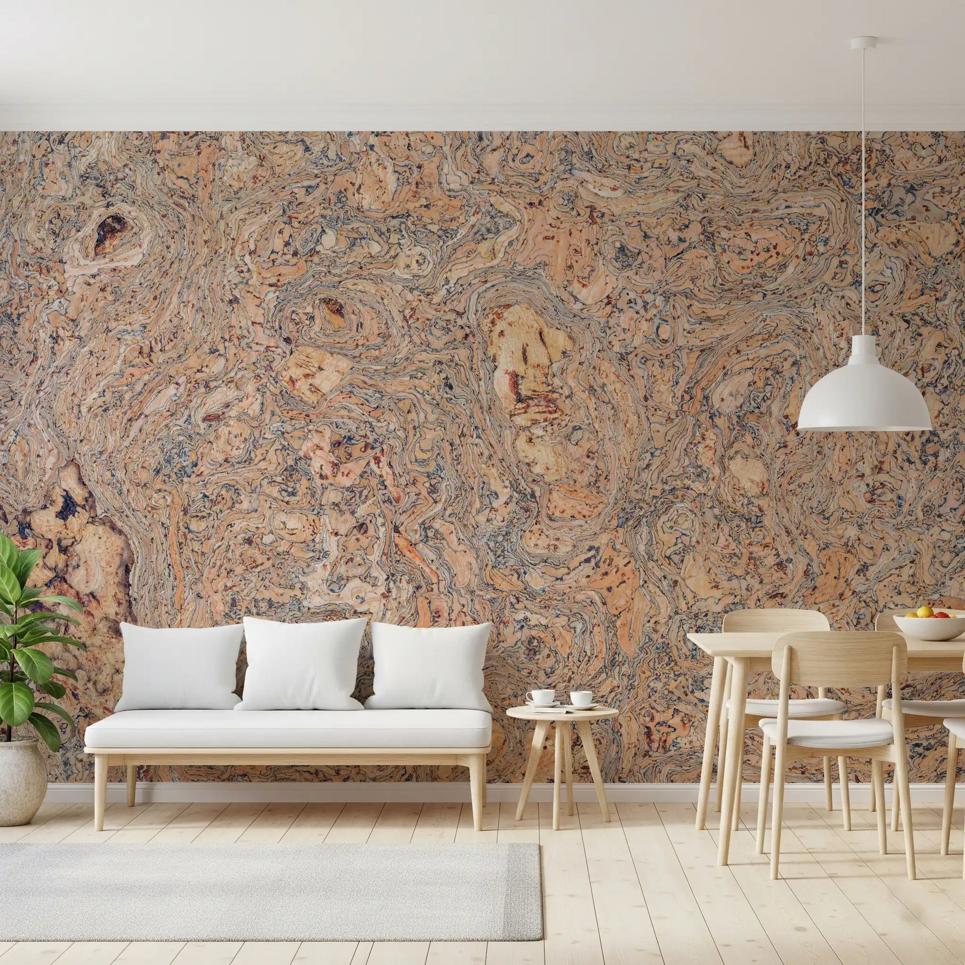 Rustic Swirling Bark Motif Wall Mural