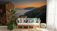 Rustic Stone Retreat at Golden Hour Wall Mural