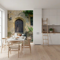 Aged Timber Archway and Stonework Wall Mural