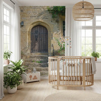 Aged Timber Archway and Stonework Wall Mural
