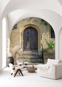 Aged Timber Archway and Stonework Wall Mural