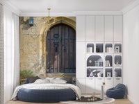 Aged Timber Archway and Stonework Wall Mural