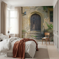 Aged Timber Archway and Stonework Wall Mural
