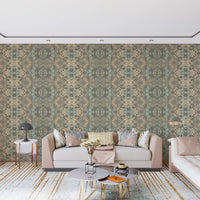 Peach & Sage Contemporary Abstract Botanical Wallpaper