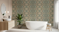Peach & Sage Contemporary Abstract Botanical Wallpaper