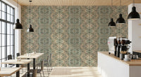 Peach & Sage Contemporary Abstract Botanical Wallpaper