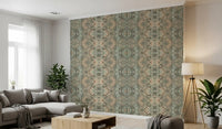 Peach & Sage Contemporary Abstract Botanical Wallpaper