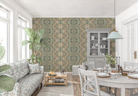 Peach & Sage Contemporary Abstract Botanical Wallpaper