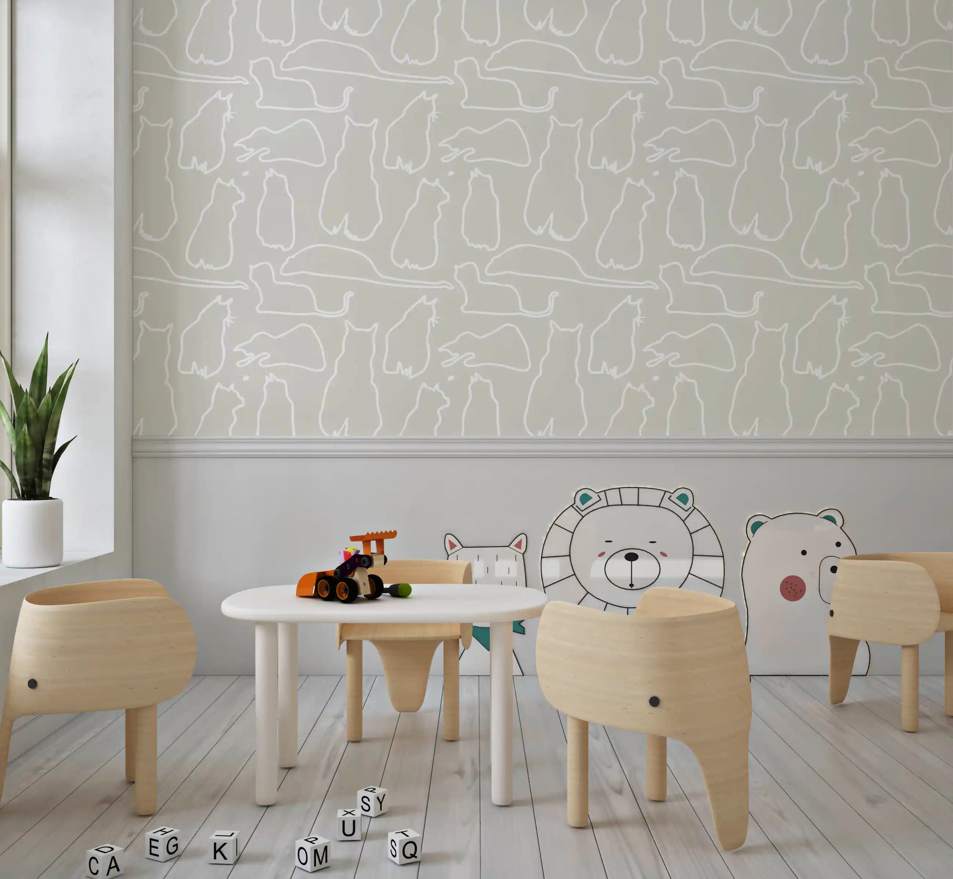 Munki and the Spot - Beige Wallpaper⁠