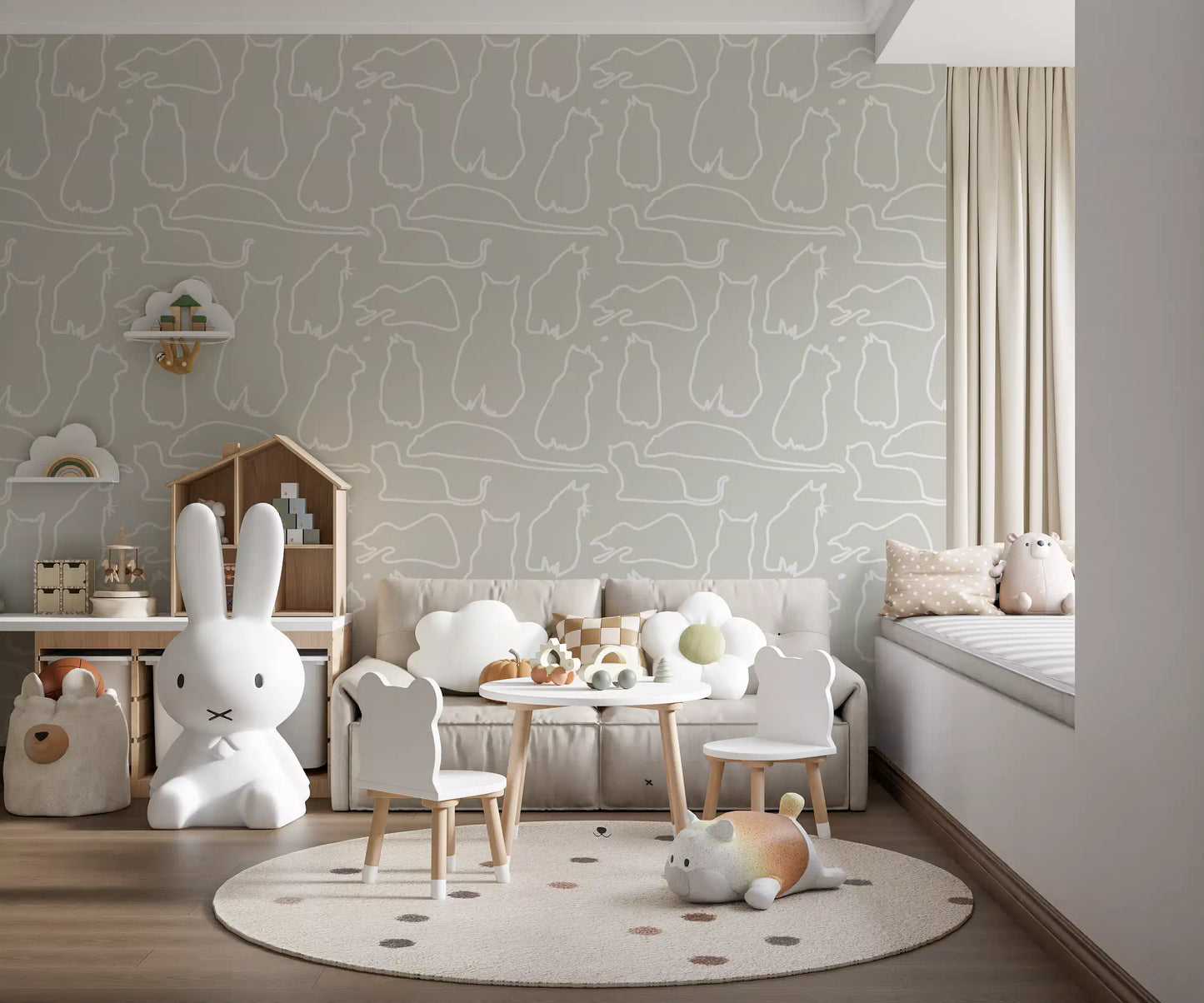 Munki and the Spot - Beige Wallpaper⁠