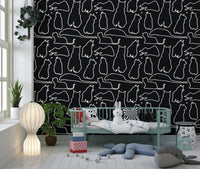 Munki and the Spot - Black Paper & Cream Wallpaper⁠