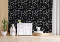 Munki and the Spot - Black Paper & Cream Wallpaper⁠