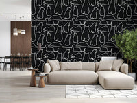 Munki and the Spot - Black Paper & Cream Wallpaper⁠