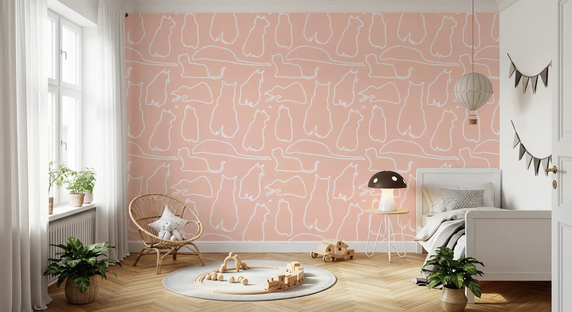 Munki and the Spot - Blush Pink Wallpaper⁠