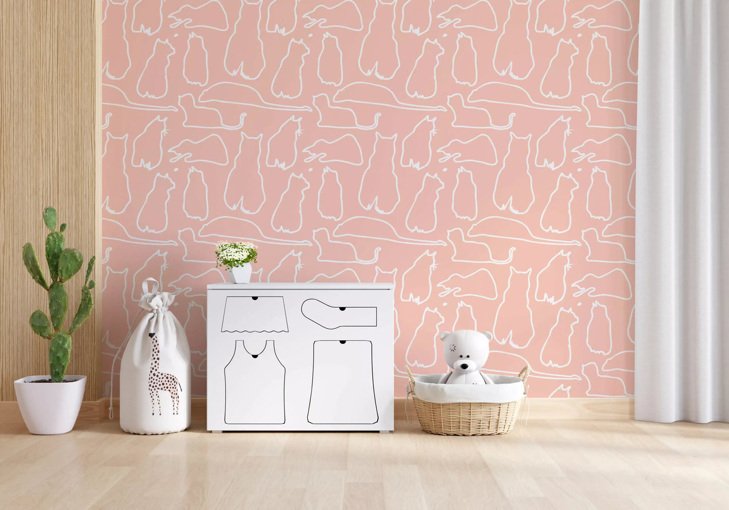 Munki and the Spot - Blush Pink Wallpaper⁠