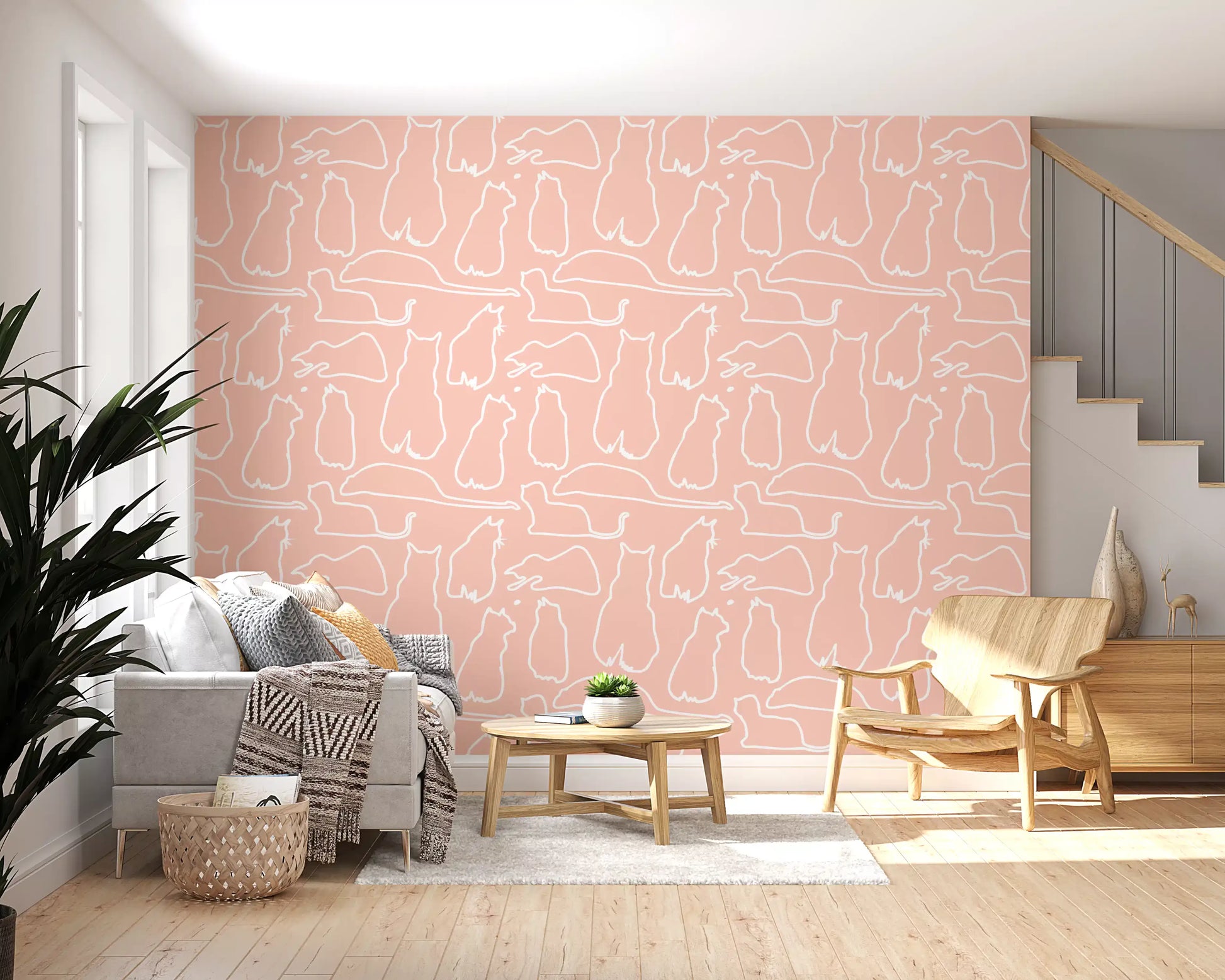 Munki and the Spot - Blush Pink Wallpaper⁠