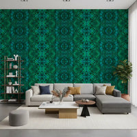 Emerald Green Geometric Lattice Wallpaper