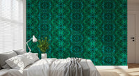Emerald Green Geometric Lattice Wallpaper