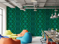Emerald Green Geometric Lattice Wallpaper