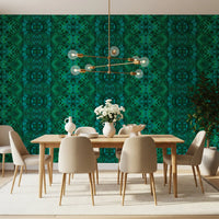 Emerald Green Geometric Lattice Wallpaper