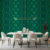 Emerald Green Geometric Lattice Wallpaper