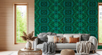 Emerald Green Geometric Lattice Wallpaper