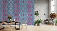 Magenta & Turquoise Abstract Ornamental Lattice Wallpaper