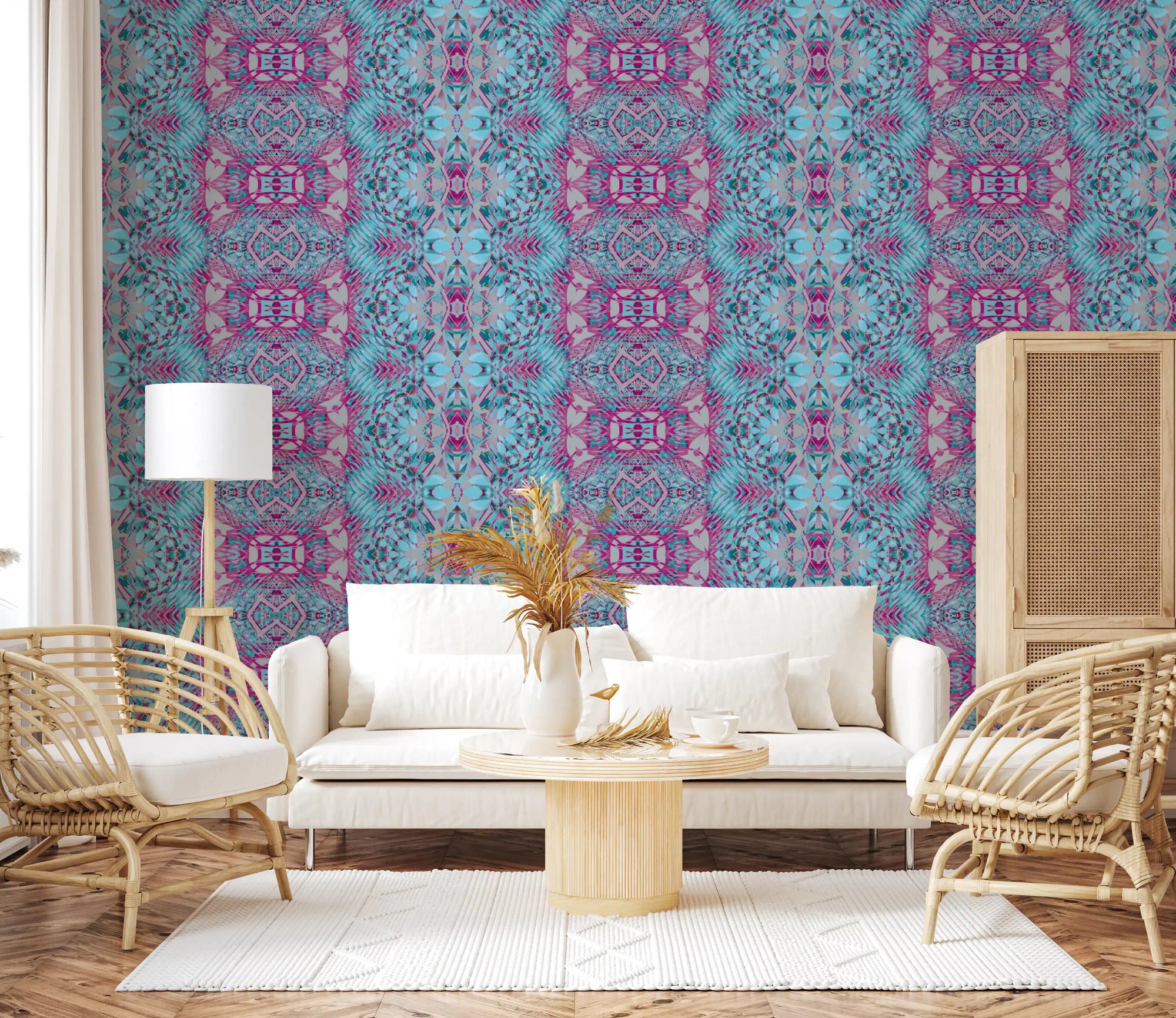 Fuchsia & Turquoise Contemporary Baroque - BELLAGIO Wallpaper