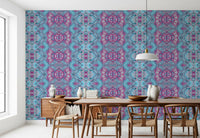 Magenta & Turquoise Abstract Ornamental Lattice Wallpaper