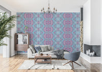 Magenta & Turquoise Abstract Ornamental Lattice Wallpaper