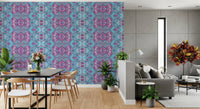 Magenta & Turquoise Abstract Ornamental Lattice Wallpaper