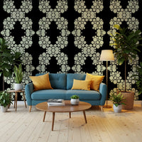 Ivory & Black Floral Vine Wallpaper
