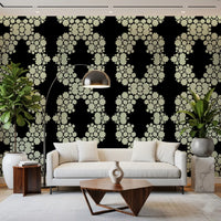 Ivory & Black Floral Vine Wallpaper