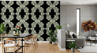 Ivory & Black Floral Vine Wallpaper