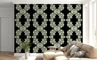 Ivory & Black Floral Vine Wallpaper