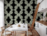 Ivory & Black Floral Vine Wallpaper