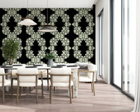 Ivory & Black Floral Vine Wallpaper