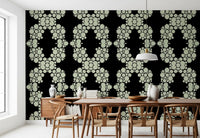 Ivory & Black Floral Vine Wallpaper