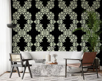 Ivory & Black Floral Vine Wallpaper
