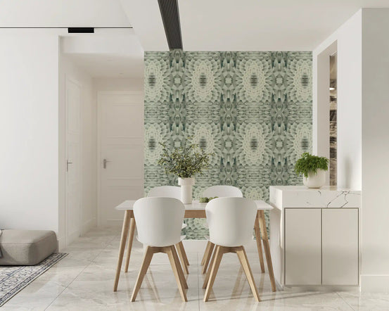 Monochromatic Sculptural Geometric Flower - GARDENIA Wallpaper⁠