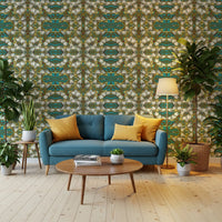 Teal & Gold Geometric Bloom Wallpaper - IKEBANA DESIGN Wallpaper⁠