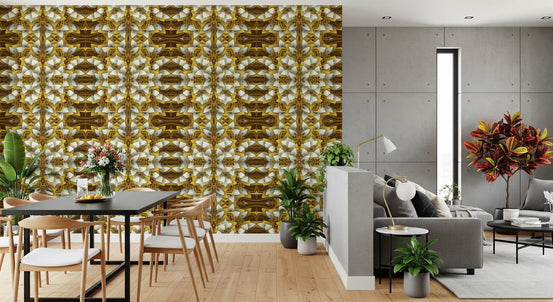 Brown and Gold Geometric Bloom - IKEBANA Wallpaper⁠