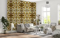 Brown and Gold Geometric Bloom Wallpaper - IKEBANA DESIGN Wallpaper⁠