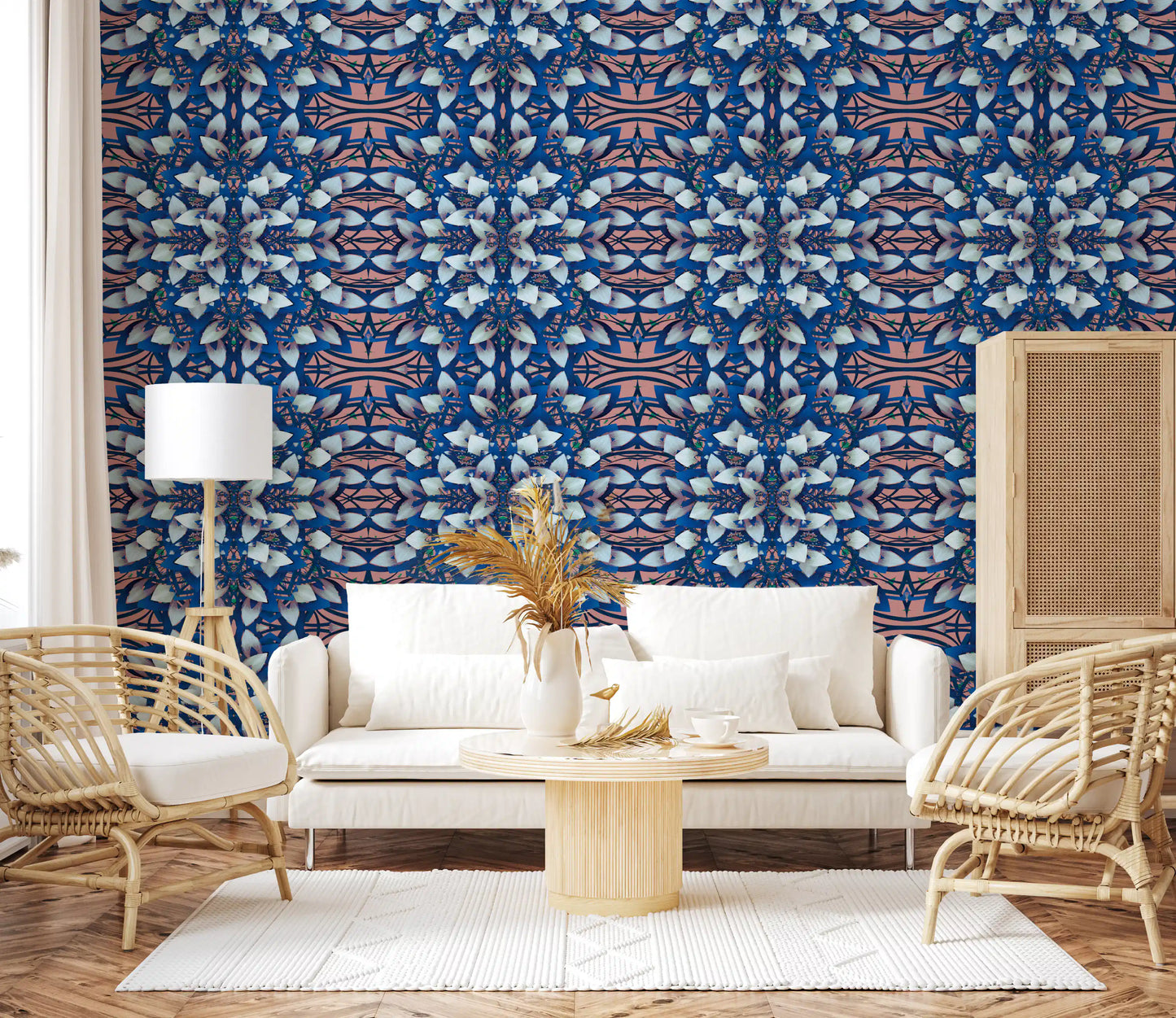 Pink & Blue Geometric Bloom Wallpaper - IKEBANA DESIGN Wallpaper⁠