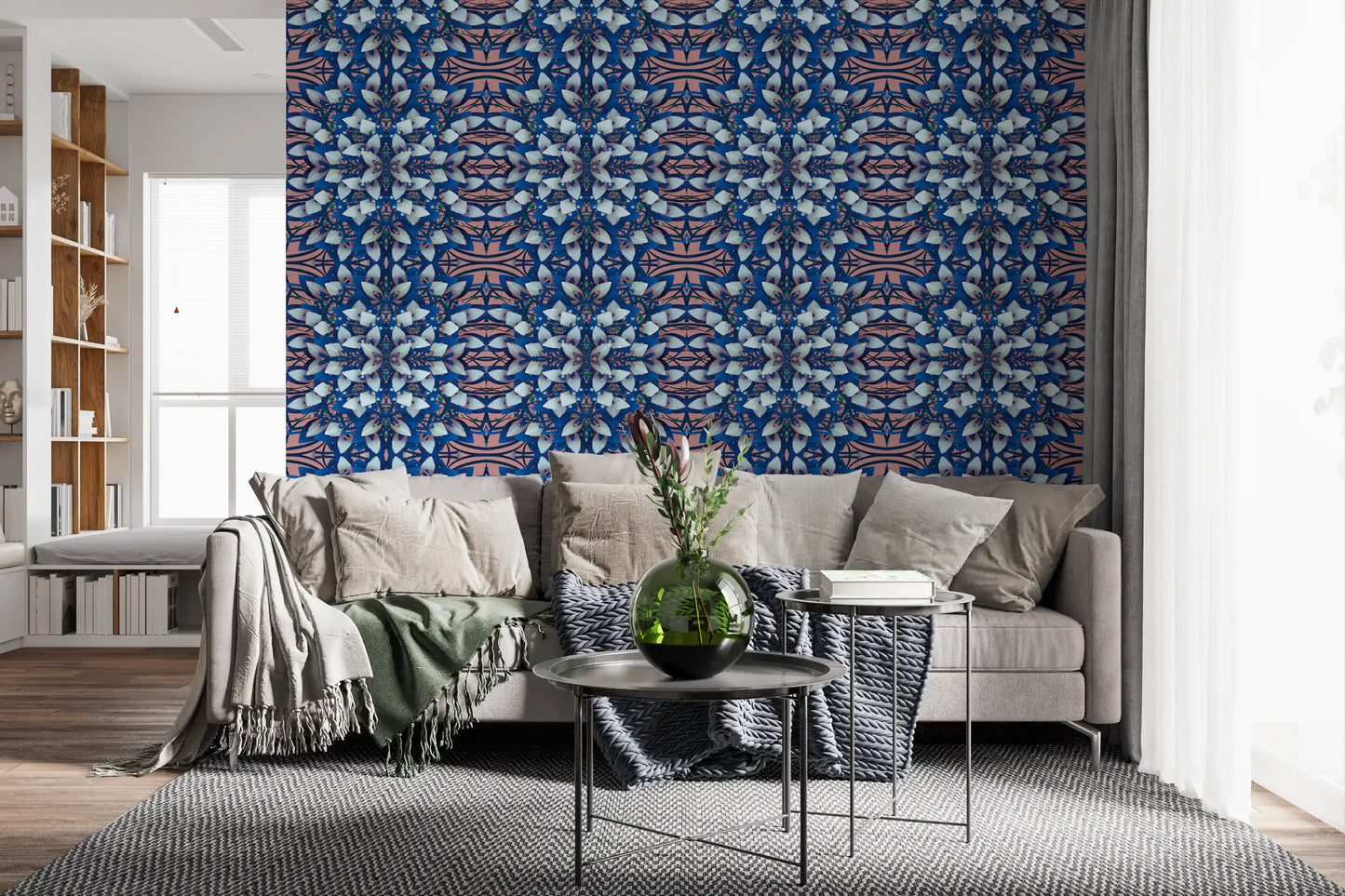 Pink & Blue Geometric Bloom Wallpaper - IKEBANA DESIGN Wallpaper⁠