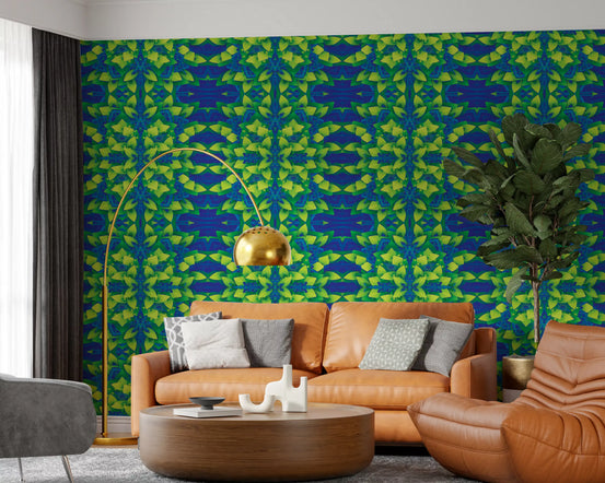 Electric Lime green Geometric Bloom - IKEBANA Wallpaper⁠