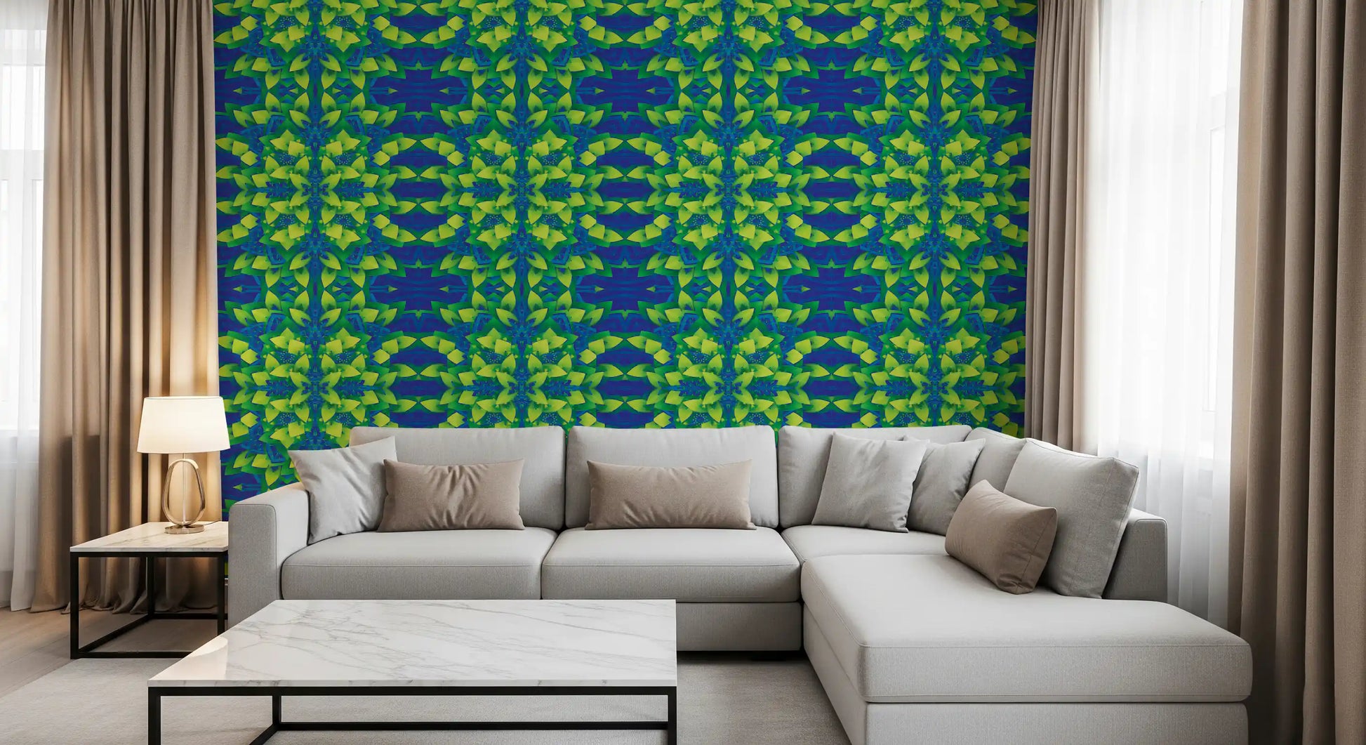 Electric Lime Geometric Bloom Wallpaper - IKEBANA DESIGN Wallpaper⁠