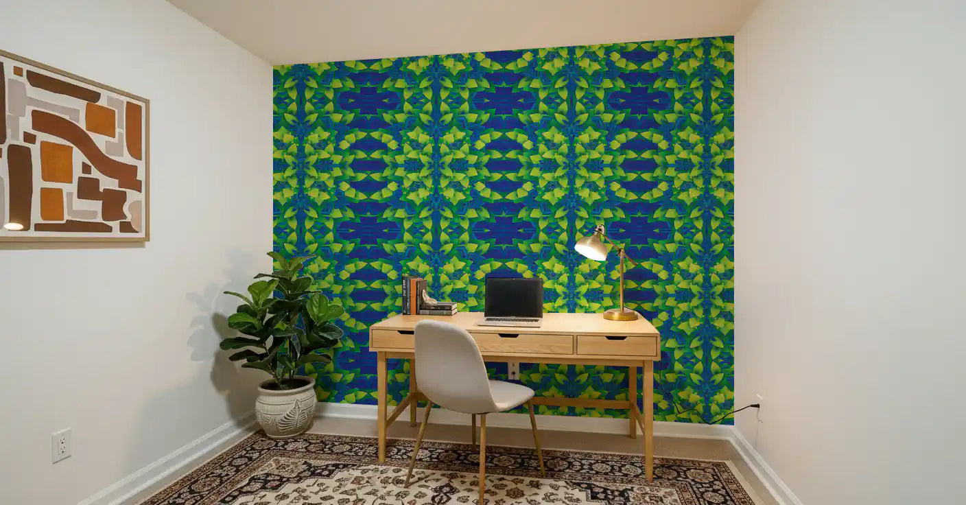 Electric Lime Geometric Bloom Wallpaper - IKEBANA DESIGN Wallpaper⁠